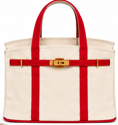 Red strap tote